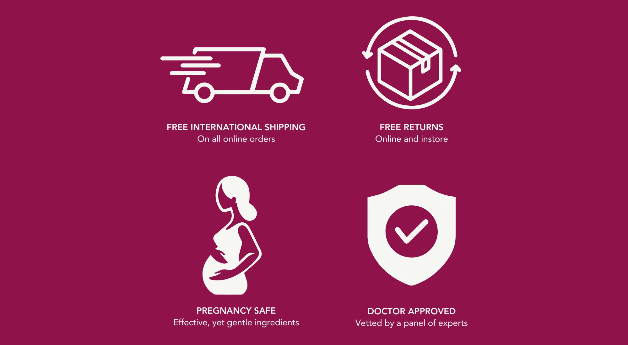 Free shipping and returns, pregnancy-safe, doctors-approved
