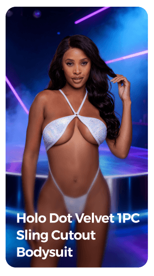 Holo Dot Velvet 1PC Sling Cutout Bodysuit